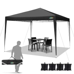 3×3m Outdoor Pop Up Canopy Tent, Camping Party Tent, Commercial Portable Waterproof Backyard Gazebo with 4 Sandbags
