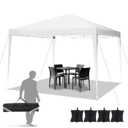 3×3m Outdoor Pop Up Canopy Tent, Camping Party Tent, Commercial Portable Waterproof Backyard Gazebo with 4 Sandbags