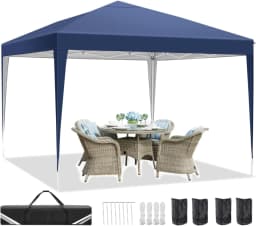 3×3m Outdoor Pop Up Canopy Tent, Camping Party Tent, Commercial Portable Waterproof Backyard Gazebo with 4 Sandbags