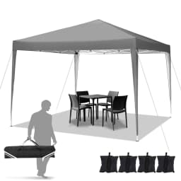 3×3m Outdoor Pop Up Canopy Tent, Camping Party Tent, Commercial Portable Waterproof Backyard Gazebo with 4 Sandbags