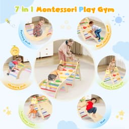 7-in-1 Toddler Climbing Frame Playground Indoor Play Gym For Kids Training Baby Wooden Slide