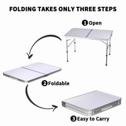 3FT/90cm Folding Table Lightweight Portable Camping Table, Non-Slip Rubber Feet, Premium Quality Steel Aluminium Foldable Table