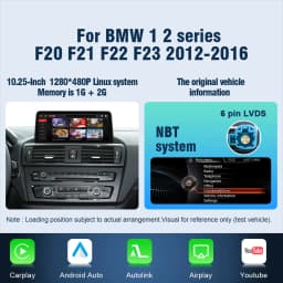 AUTOTOP 10.25" 1920*720 Wireless Carplay Multimedia for BMW F30 F31 F32 F33 F34 F35 F20 F21 F22 NBT Android Auto Car Radio GPS