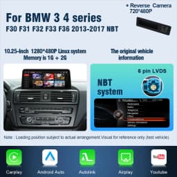 AUTOTOP 10.25" 1920*720 Wireless Carplay Multimedia for BMW F30 F31 F32 F33 F34 F35 F20 F21 F22 NBT Android Auto Car Radio GPS
