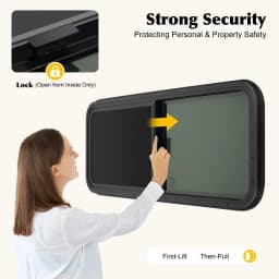 900x300mm/1000x400mm Tempered Glass Sliding RV Window Caravan Side Window Camper Vent Push-Pull Window Mosquito Net Shade Window
