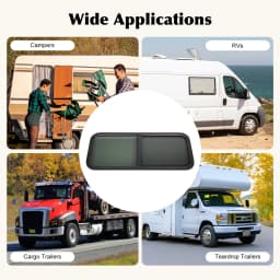 900x300mm/1000x400mm Tempered Glass Sliding RV Window Caravan Side Window Camper Vent Push-Pull Window Mosquito Net Shade Window