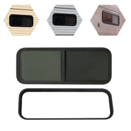 900x300mm/1000x400mm Tempered Glass Sliding RV Window Caravan Side Window Camper Vent Push-Pull Window Mosquito Net Shade Window