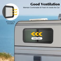 900x300mm/1000x400mm Tempered Glass Sliding RV Window Caravan Side Window Camper Vent Push-Pull Window Mosquito Net Shade Window