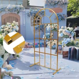 2Pcs 1M Outdoor Wedding Arch Gold Stand Backdrop Iron Birthday Party Props DIY Decor Garden Lawn Round Balloons Rack