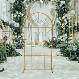 2Pcs 1M Outdoor Wedding Arch Gold Stand Backdrop Iron Birthday Party Props DIY Decor Garden Lawn Round Balloons Rack