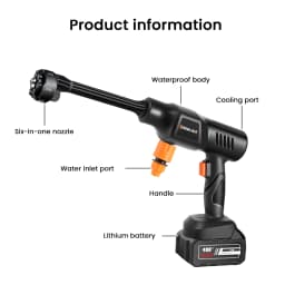 36Bar Cordless High Pressure Washer 6 In 1 Rechargeable Battery Wash Water Gun For Patio And Car Floor Garden Pet Cleaning