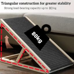 Solid Wooden Pet Ramp Car Dog Ladder - 4-Height Adjustable with Non-slip Carpet Safety Pets Ladder-Wooden Dog Ramp Pet Puppy