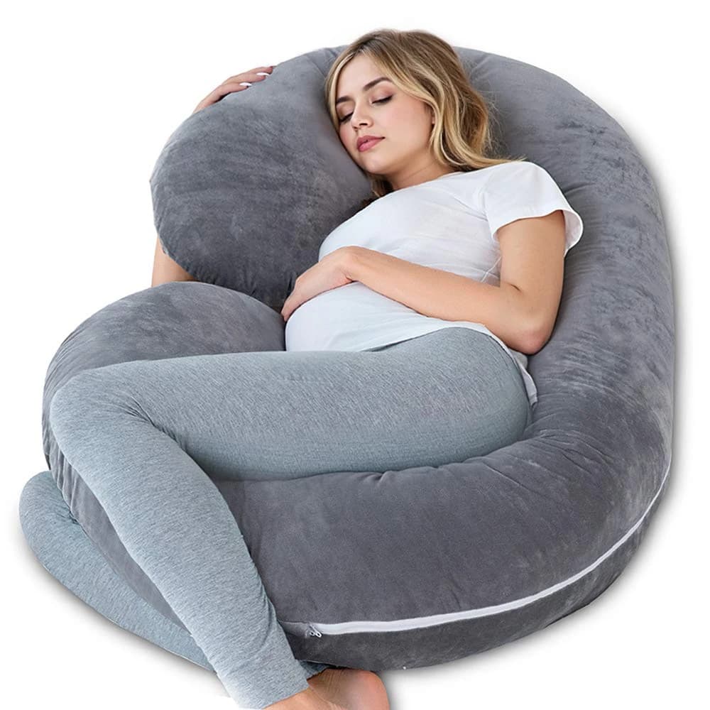 Pregnancy Pillow,55 inches Maternity Body Pillow with Washable Cover, C Shaped Body Pillow for Sleeping (Grey)
