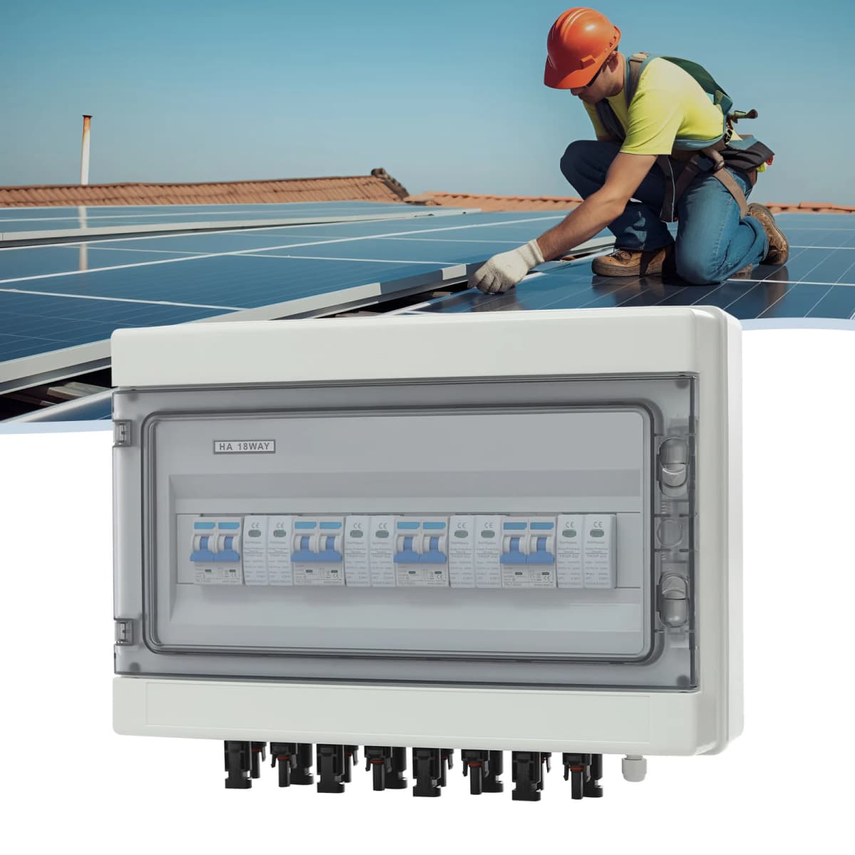1000V Solar DC PV Combiner Box 4 in 4 Out Isolator Switch Box, 16*MC4 Terminals, IP65 Waterproof Overvoltage Protection 40A