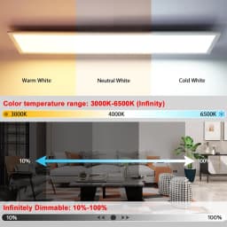 LED Panel Ceiling Light 100x25cm 30W, Dimmable with Remote, RGB Backlight, 3000K-6500K for Living Room, Office, Etc.