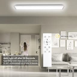 LED Panel Ceiling Light 100x25cm 30W, Dimmable with Remote, RGB Backlight, 3000K-6500K for Living Room, Office, Etc.