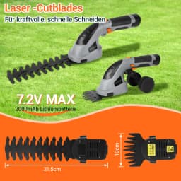 7.2V Pole Hedge Trimmer & Handheld Cordless Grass Shear & Rechargeable Batterie, Cordless Electric Hedge Trimmer Extension Pole