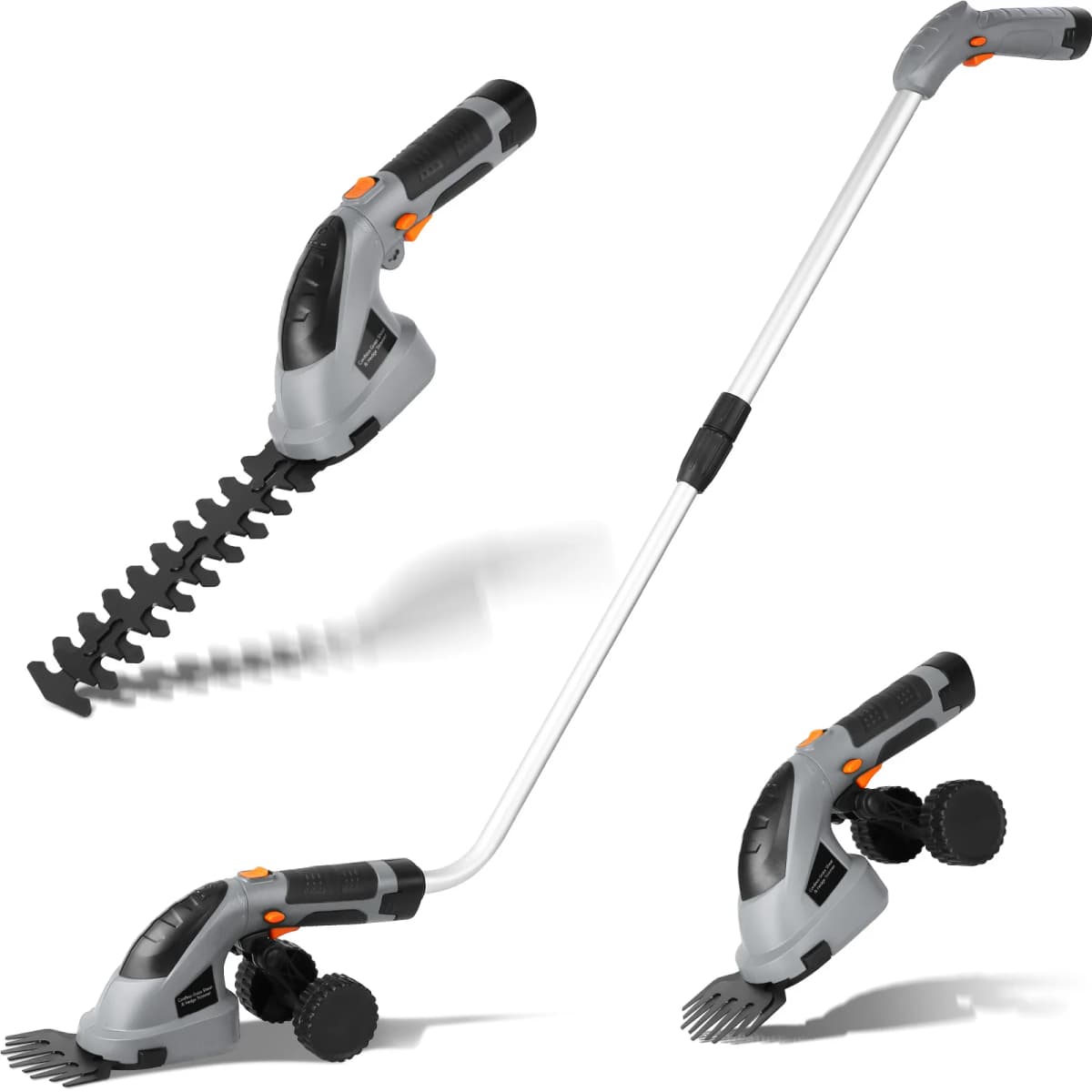 7.2V Pole Hedge Trimmer & Handheld Cordless Grass Shear & Rechargeable Batterie, Cordless Electric Hedge Trimmer Extension Pole