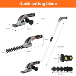 7.2V Pole Hedge Trimmer & Handheld Cordless Grass Shear & Rechargeable Batterie, Cordless Electric Hedge Trimmer Extension Pole