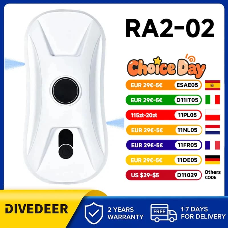DIVEDEER Ultra-thin Window Cleaning Robot With Double Water Jet Intelligent Planning Large Suction Cleaning Machine