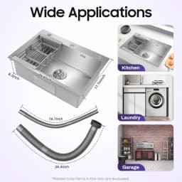 Stainless Steel Kitchen Sink, Large Sink Bowl 45 * 66cm with Drainer and Sewer Pipes, Inset/Undermount Kitchen Rectangular Sink