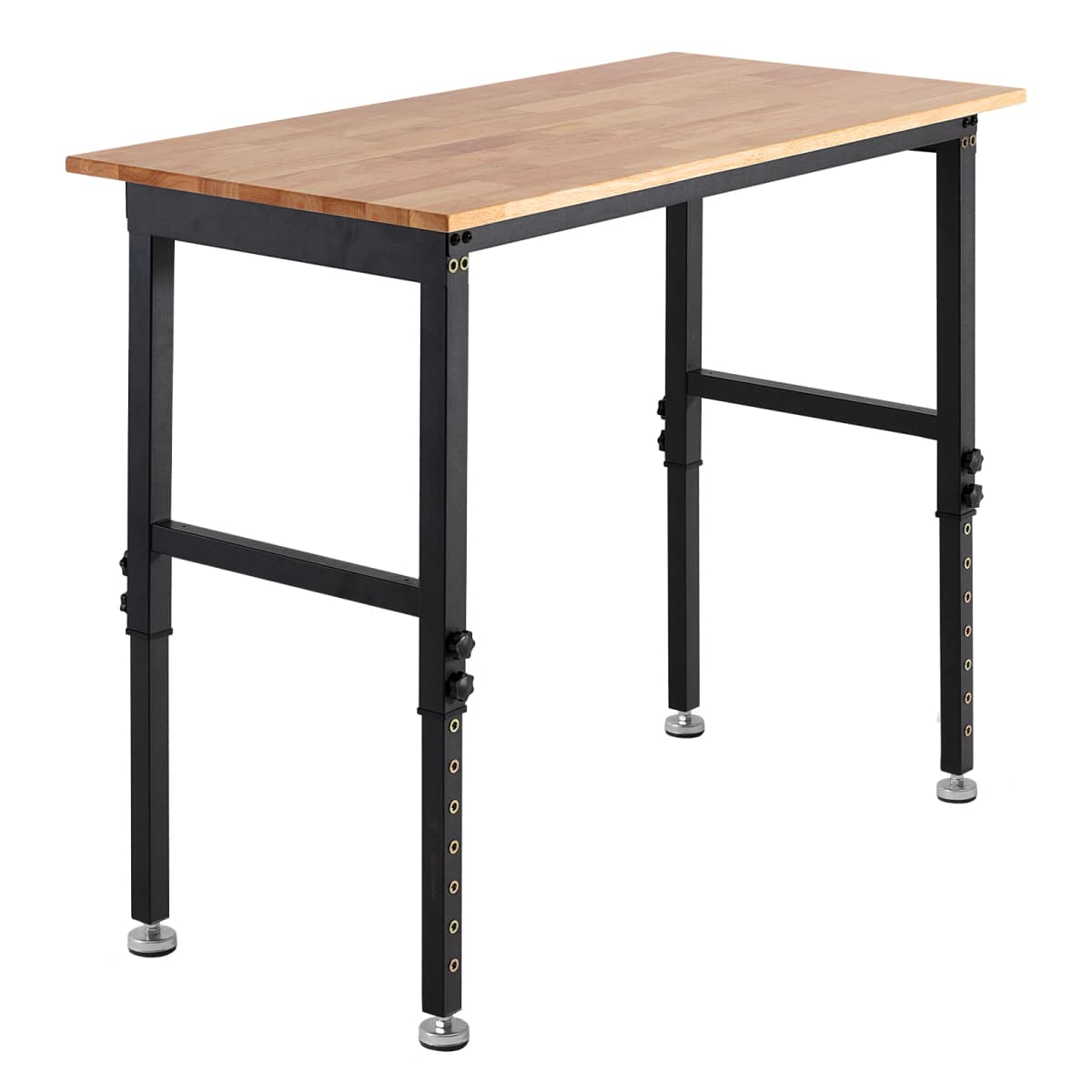 SucceBuy 1500LBS Garage Adjustable Workbench 48x24in with Height Adjustment Oak Wood Top Hardwood Worktable for Workshop Home
