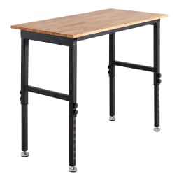 SucceBuy 1500LBS Garage Adjustable Workbench 48x24in with Height Adjustment Oak Wood Top Hardwood Worktable for Workshop Home