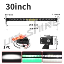 UNISHINE Hood Reflector LED Light Bar 6000K Amber DRL Spot Flood Beams Work Light Bar 600W for Offroad 4WD 4x4 Trucks 12V 24V