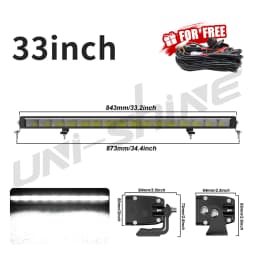 UNISHINE Hood Reflector LED Light Bar 6000K Amber DRL Spot Flood Beams Work Light Bar 600W for Offroad 4WD 4x4 Trucks 12V 24V