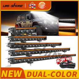 UNISHINE Hood Reflector LED Light Bar 6000K Amber DRL Spot Flood Beams Work Light Bar 600W for Offroad 4WD 4x4 Trucks 12V 24V