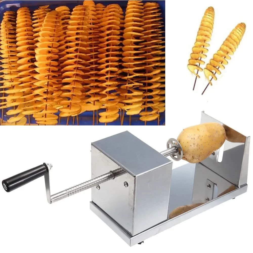 Manual Potato Tower Machine 3 Blades Spiral Potato Cutter, Ideal for Homemade Snacks and Meals
