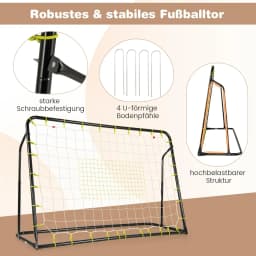 2 in 1 soccer goal & rebounder, soccer goals for garden children, height-adjustable soccer goal set with metal frame & 2 nets