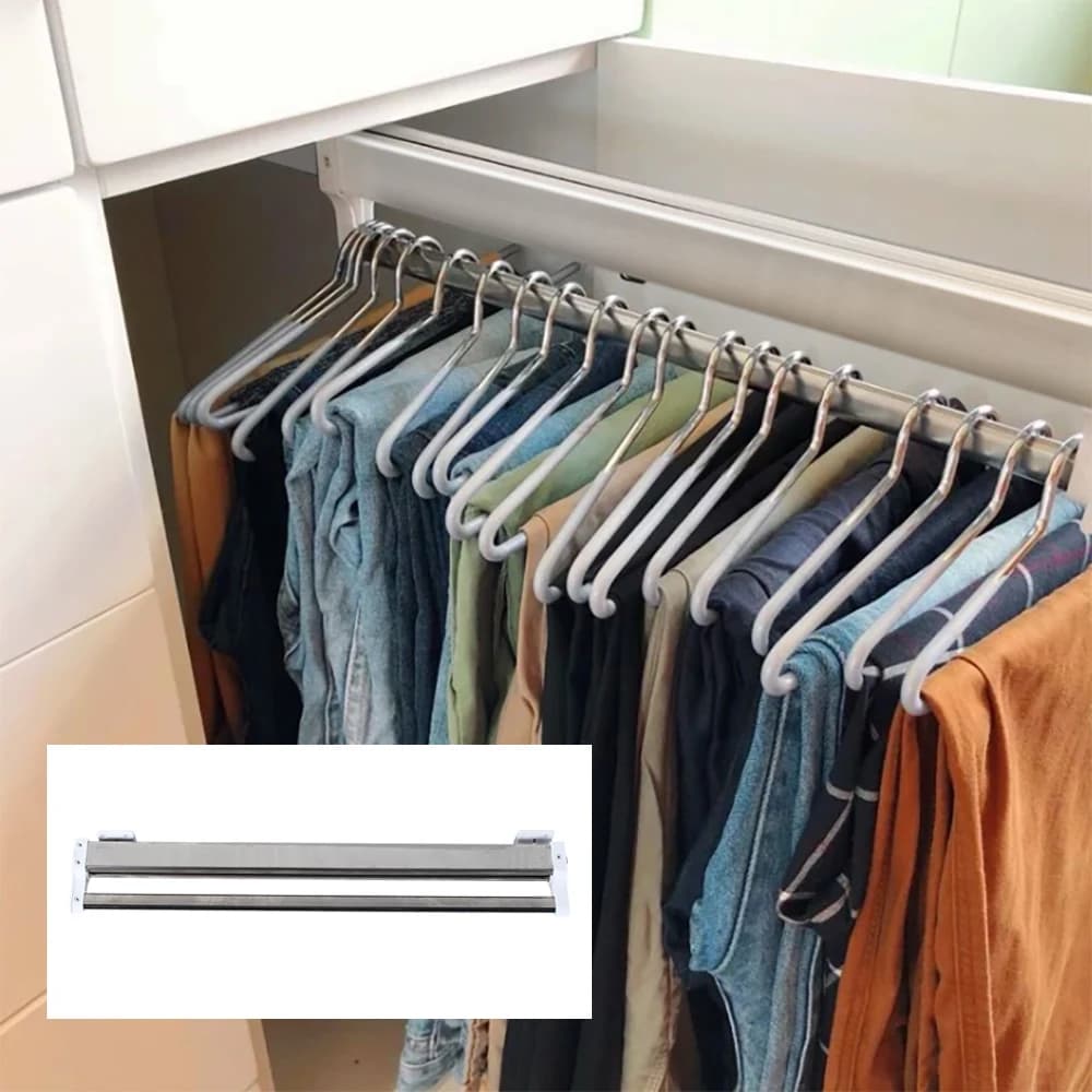 54.2cm Pull Out Clothes Hanger Rail, Extendable Clothes Storage Hanger Rack, Adjustable Hanger Rack Bar for Pants Coats