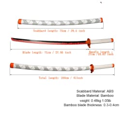 41 inch Demon Slayer Samurai Katana Sword With Belt And Holder Tanjiro Halloween Cosplay Props Decoration