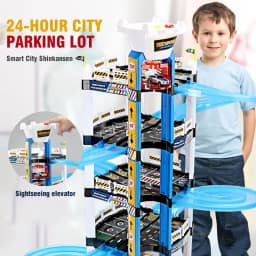 Parking Building Electric Track Assemble Large Parking Lot Toys with Electric Hand Lift Rails Racing Rail for Kid Gifts Boy Game