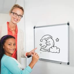Magnetic Whiteboard 50 x 35CM, Magnetic Wallboard, Magnetic Eraser Block Marker, Magnetic Lacquered Surface, Aluminium Frame