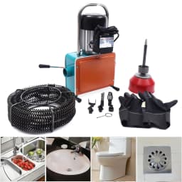 Drain Cleaner Pipe Cleaning Machine Sewer Dredge With 16mm Drill Bit Set 1000W