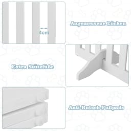 Dog Barrier Gate 89 cm High, 4 Panels Wooden Safety Gate, Dog Barrier Gate, Flexible Door Safety Gate (White)