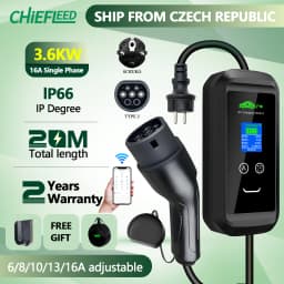 Chiefleed EV Charger 16A 3.6KW Type 2 Wall Box Tuya App Wifi Home Charging Electric Vehicle Hybrid Cars Total Length 20M