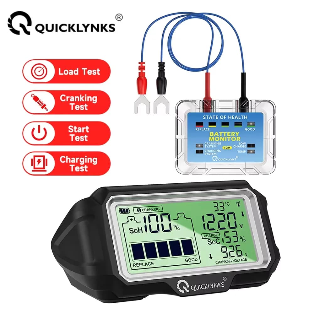2026 QUICKLYNKS BM5-D Car Battery Tester 12V Battery Monitor Head-Up Display SOH SOC Charging Battery Analyzer Diagnostic Tool
