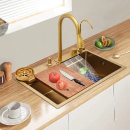 Kitchen Sink Rust-Resistant Sink with Pull-Out Faucet Soundproofing Effect for Home/Kitchen/Canteen/Hotel/Bar