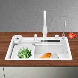 Kitchen Sink Rust-Resistant Sink with Pull-Out Faucet Soundproofing Effect for Home/Kitchen/Canteen/Hotel/Bar