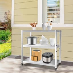 3 Tier Kitchen Storage Rack,Kitchen Storage Organizer, Stainless Steel Shelves,Microwave Rack for Pantries, Restaurants,Kitchens