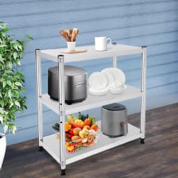 3 Tier Kitchen Storage Rack,Kitchen Storage Organizer, Stainless Steel Shelves,Microwave Rack for Pantries, Restaurants,Kitchens