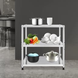 3 Tier Kitchen Storage Rack,Kitchen Storage Organizer, Stainless Steel Shelves,Microwave Rack for Pantries, Restaurants,Kitchens