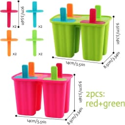 ACTOYS Eisformen EIS am Stiel Silikon, 2 Stück Eisformen Silikon Wiederverwendbar mit 8 Stöcken,
