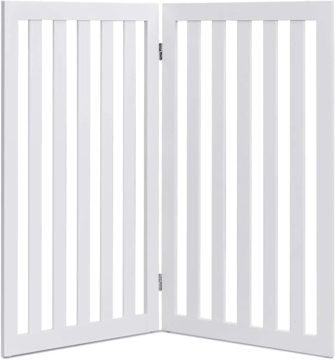 Dog Barrier Gate, 89 cm High, Wooden Children's Gate,Dog Barrier Gate, Flexible Door Safety Gate (White, 2 Panels)