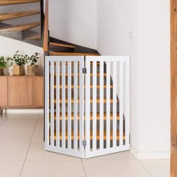 Dog Barrier Gate, 89 cm High, Wooden Children's Gate,Dog Barrier Gate, Flexible Door Safety Gate (White, 2 Panels)