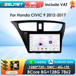 2Din Android13 Car Radio For Honda Civic 9 FK FB 2012-2017 wireless carplay Intelligent Screen 2din autoradio DSP 4G 360Camera