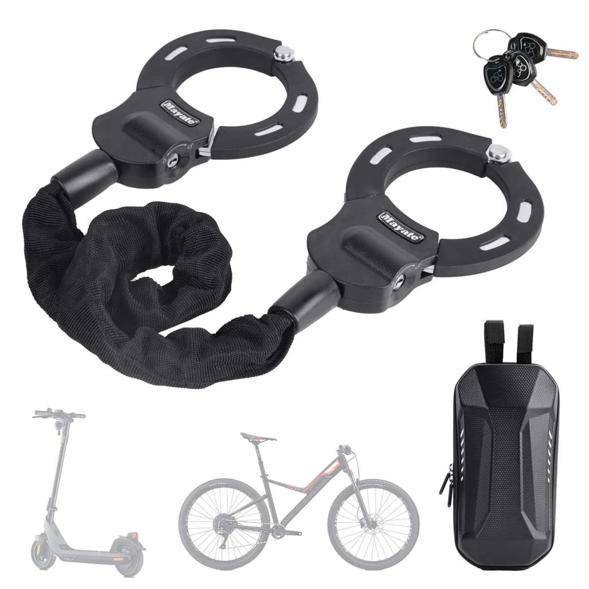 90cm Handcuff Lock Bicycle Lock With Key And Handlebar Bag For Electric Scooters Bicycle Locks Safety Anti-theft Protection Lock